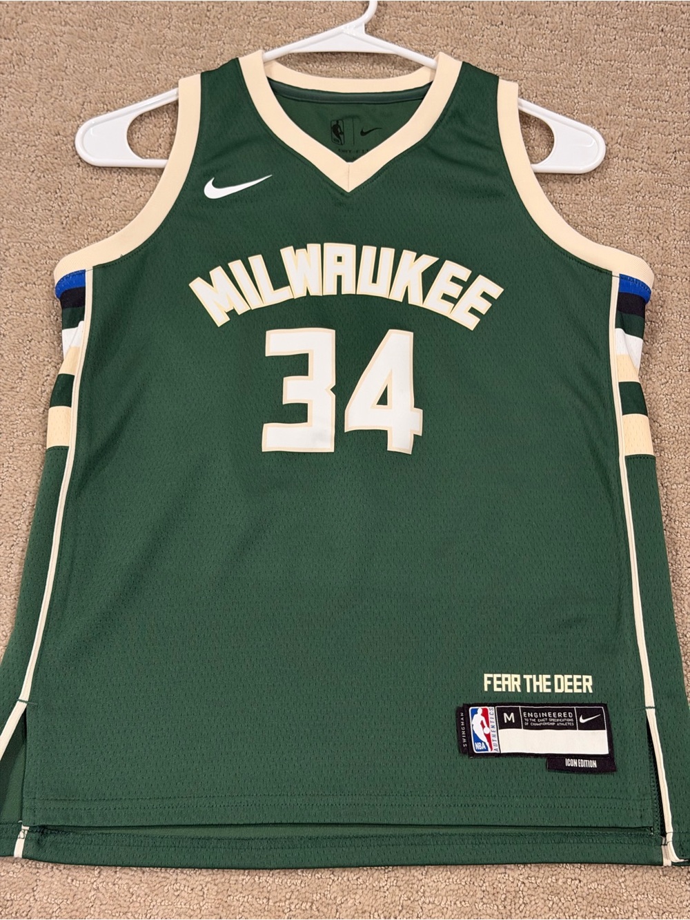 NBA #34 Green "Fear The Deer" Icon Edition Jersey by Nike